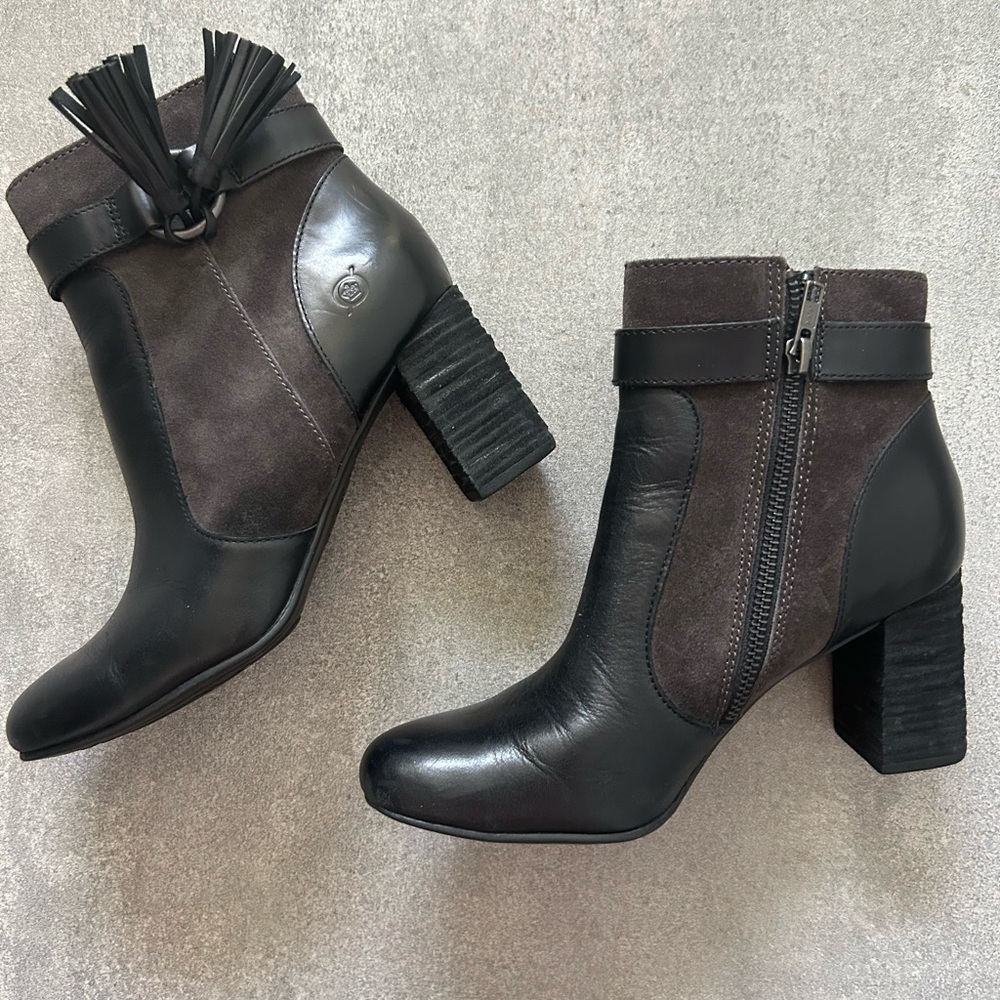 Born Black Leather and Dark Gray Suede Ankle Boots (LIKE NEW) - Picture 5 of 9